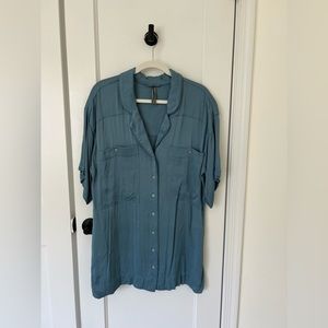 Anthropologie Blue Silk Coverup